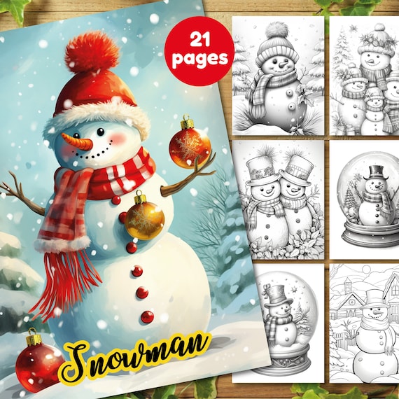Christmas Snowman Coloring Pages: 21 Printable Designs (PDF Download)