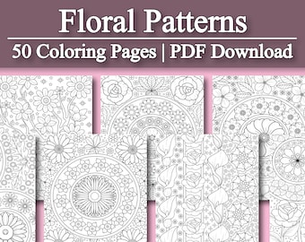 Peut inclure: Un ensemble de 50 pages à colorier imprimables présentant des motifs floraux complexes. Les pages sont parfaites pour les adultes et les enfants qui aiment colorier et créer de l'art.