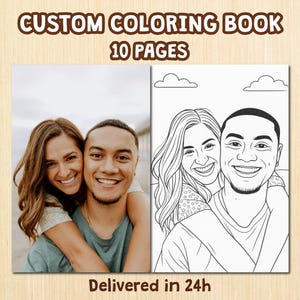 Custom Photo Coloring Pages: Personalized Line Art (Set of 10 Digital Downloads)