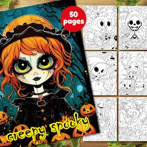Adult Coloring Book: Cute and Creepy Kawaii Pastel Goth Adult Coloring Pages | Halloween Coloring Pages
