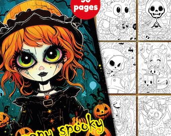 Malbuch für Erwachsene: Süß und gruselig Kawaii Pastel Goth Malseiten | Halloween Ausmalbilder