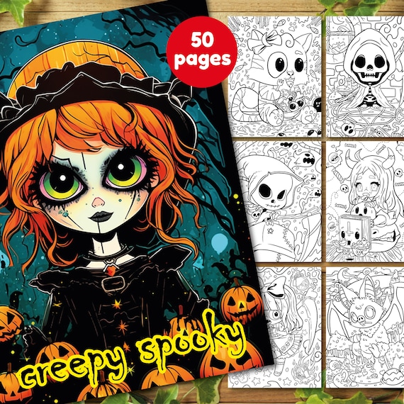 Adult Coloring Book: Cute and Creepy Kawaii Pastel Goth Adult Coloring Pages | Halloween Coloring Pages