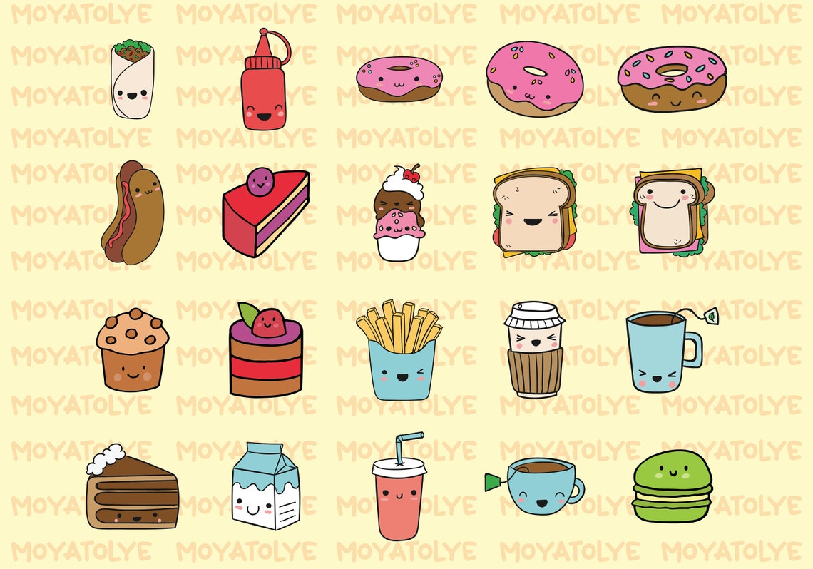 Kawaii Food Clipart, Cute Dessert Clipart, Cute Food PNG, Food ...
