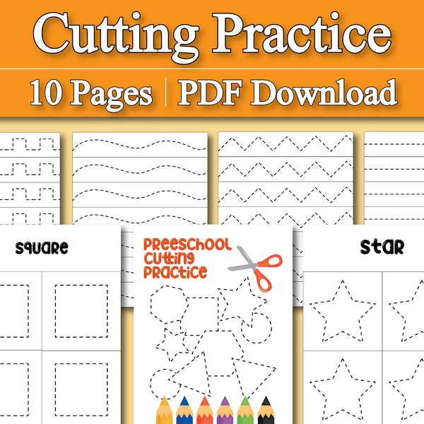 Beginning Scissors Practice, Cutting Practice, Fine Motor Practice, Preschool worksheets, Scissor Skills Printable