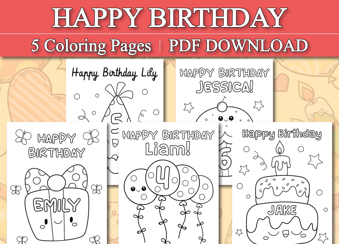 Personalized Birthday Coloring Pages for Kids Custom Birthday - Etsy