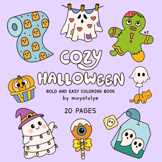 Bold and Easy Coloring Book: Cozy Halloween Coloring Pages, Spooky Cute Coloring Pages