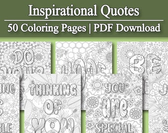 Malbuch für Erwachsene: Inspirierende Zitate, Positive Zitate | 50 Digitale Malvorlagen (PDF Download)