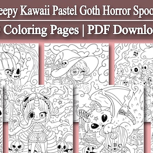 Adult Coloring Book: Cute and Creepy Kawaii Pastel Goth Adult Coloring Pages | Halloween Coloring Pages