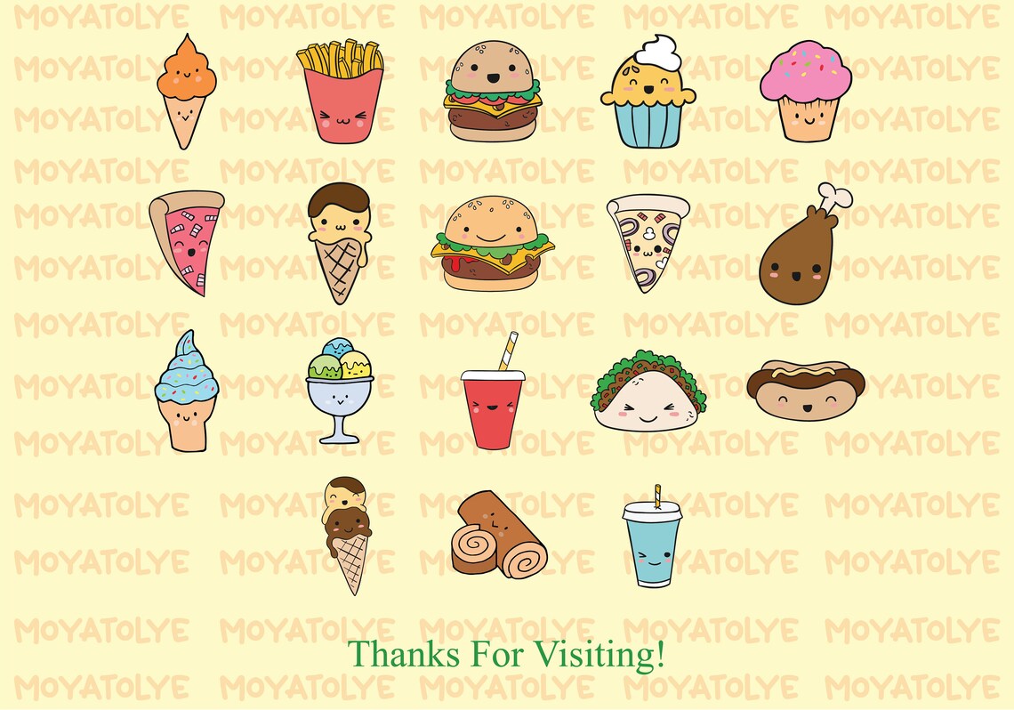 Kawaii Food Clipart, Cute Dessert Clipart, Cute Food PNG, Food ...