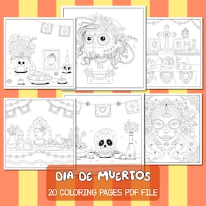 Páginas para colorir do Dia de los Muertos | Páginas para colorir do Dia dos Mortos | 20 páginas para colorir (para imprimir, baixar em PDF)