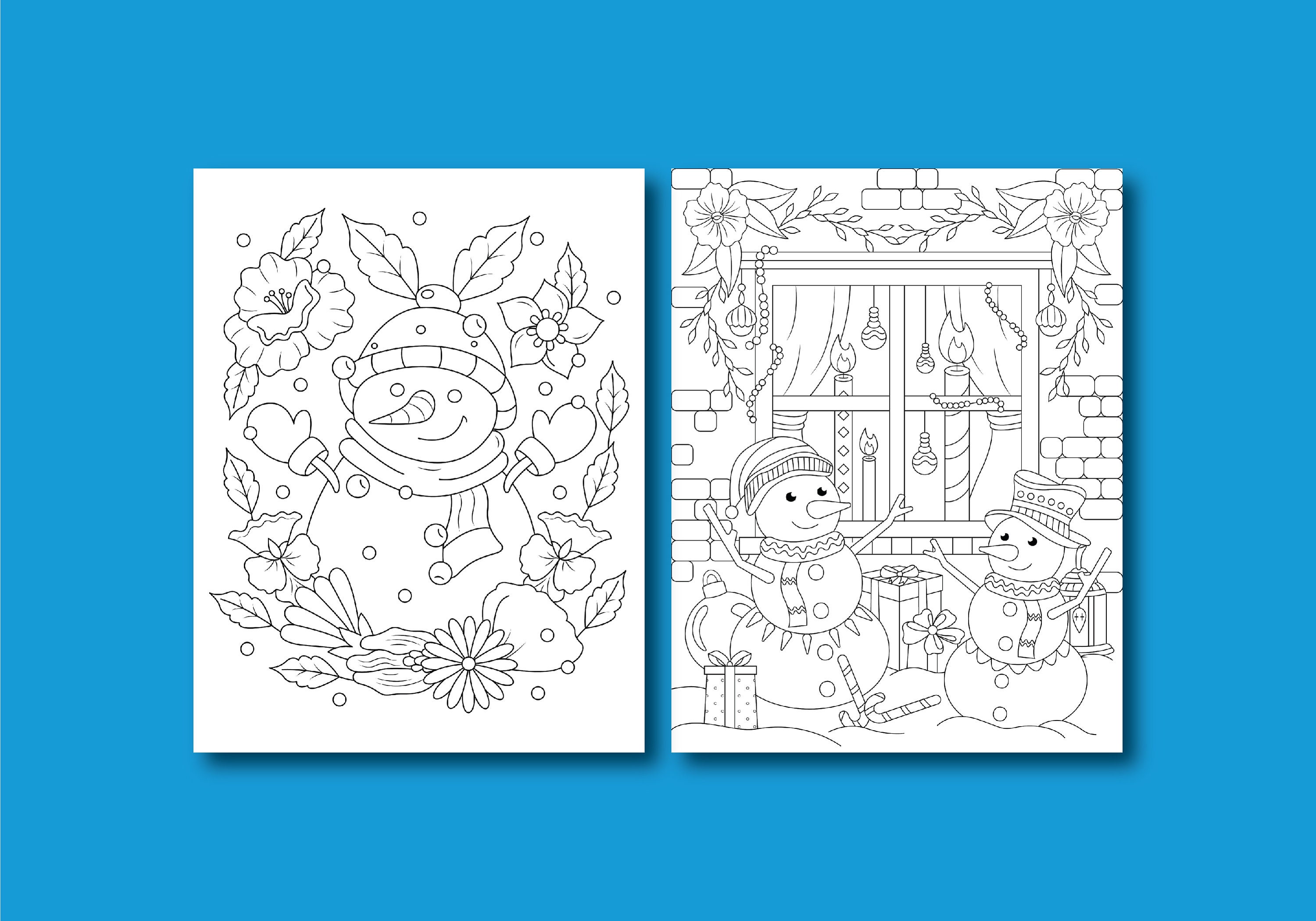 Adult and Kids Coloring Book: Snowman Coloring Pages | 4 Digital ...