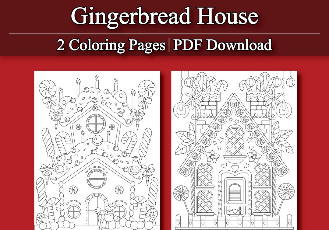 Adult Coloring Book: Gingerbread House Coloring Pages 2