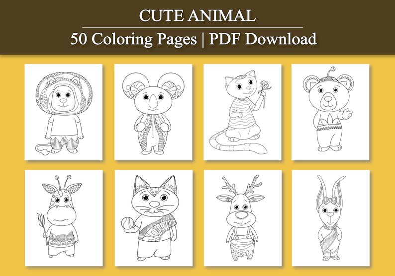 Kids Coloring Book: Cute Animals Coloring Pages for Kids, Teens, Adults ...