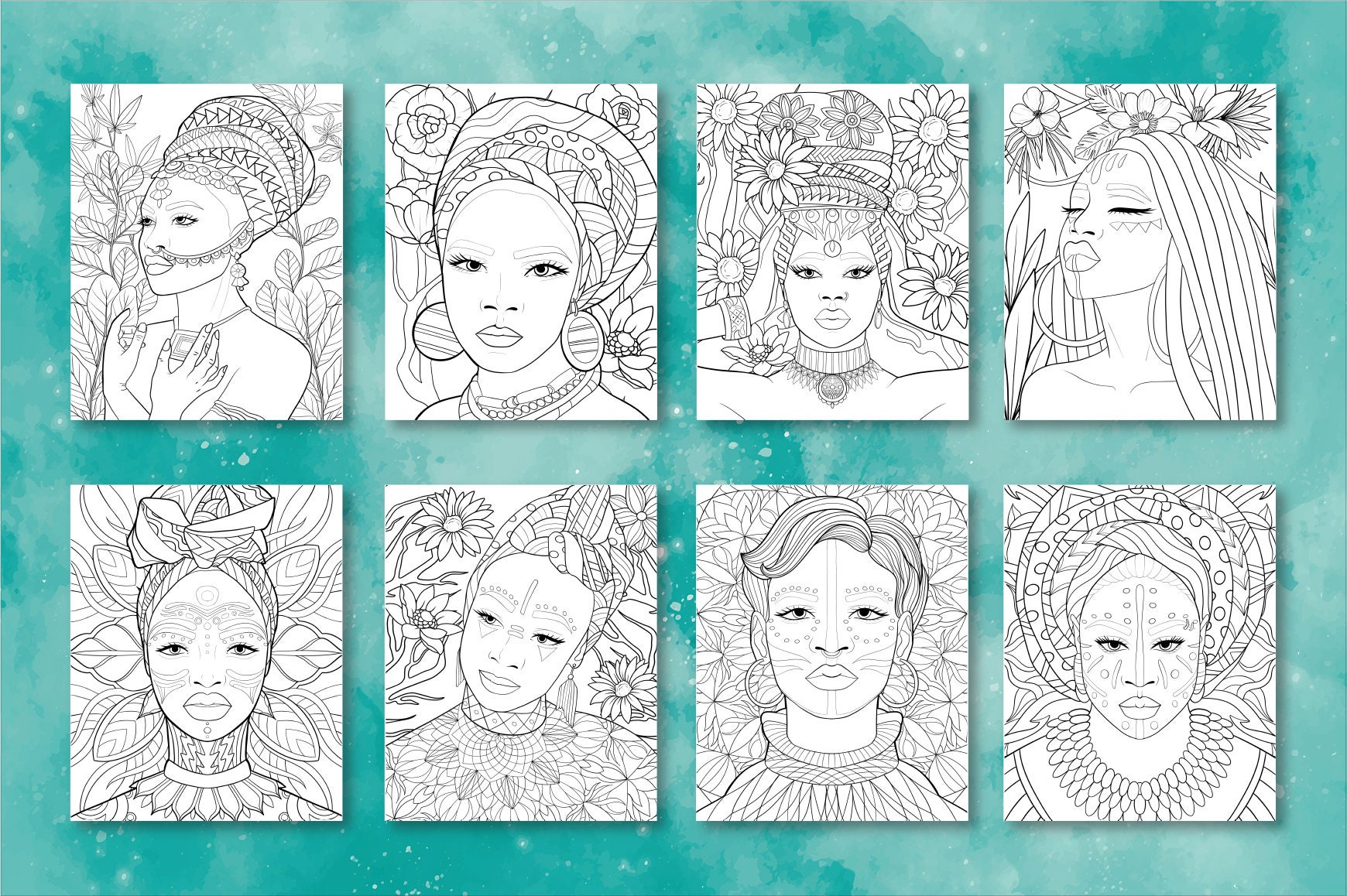 African Girl Coloring Pages Black Woman Coloring Pages 50 - Etsy UK