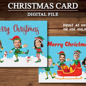 Familien-Weihnachtskarte, Weihnachtskarte, Weihnachten Familienportrait, Lustiges Foto Weihnachtskarte