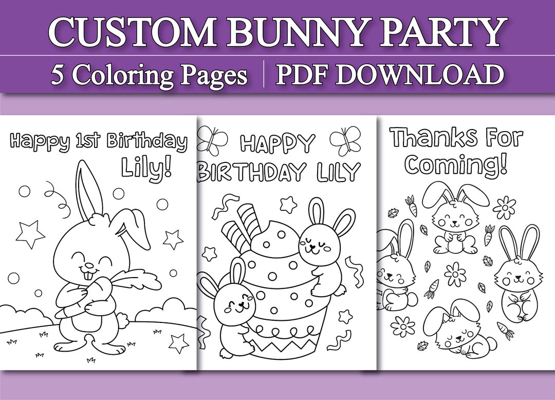 Personalized Bunny Coloring Pages for Kids Custom Bunny Etsy