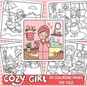 Girl Moment Coloring Book, Cozy Girl Coloring Pages, Cozy Girl Life, Cozy Moment Relaxing Activity, 30 pages, PDF | Digital Download