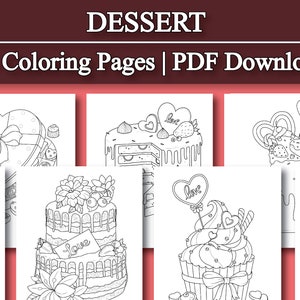 Malbuch für Erwachsene: Dessert Ausmalbilder für Erwachsene und Kinder | 25 Digitale Malvorlagen (Printable, PDF Download)