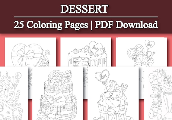 Adult Coloring Book: Dessert Coloring Pages for Adults and - Etsy