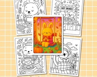 Herbstliches Malbuch: 20 gemütliche Herbst-Malseiten (druckbare PDF-Datei)