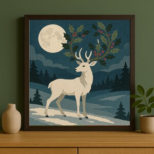 Solstice Stag Print: Yule Celtic Decor, Witchy Illustration (digital ...