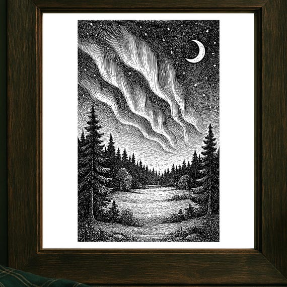 オーロラ・ガーディアン – 印刷可能なスコットランドの夜景ウォール