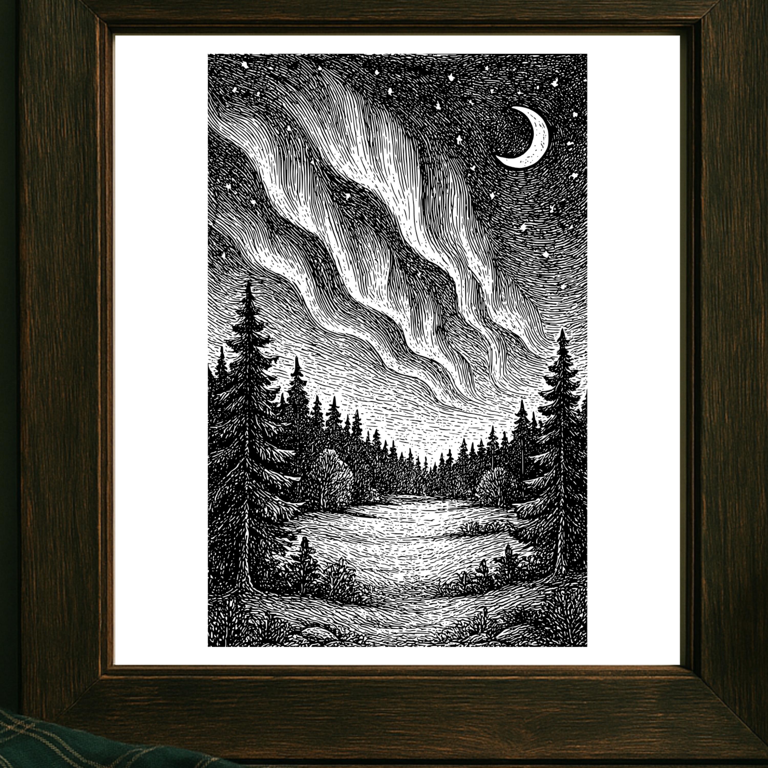 オーロラ・ガーディアン – 印刷可能なスコットランドの夜景ウォール