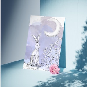 Hüter des Twilight Path – Mystische Hase & Mond Digital Druck | Verzauberte Schottland druckbare Kunst | A4 A5 8x10 5x7 JPG PDF Download