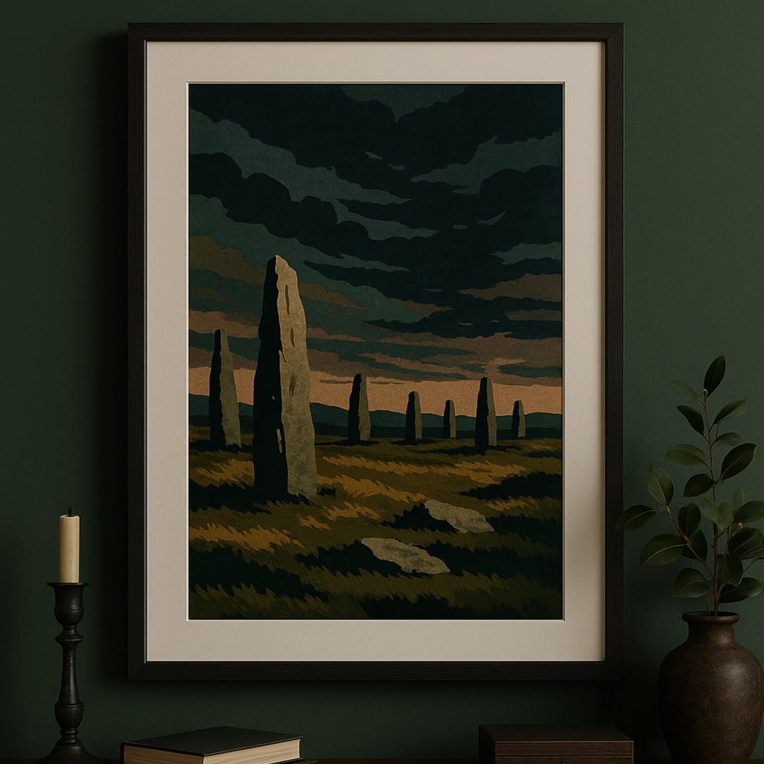 Celtic Standing Stones Art: Mystical Scotland Landscape Print (digital ...