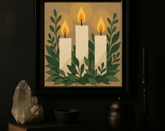 Yule Candles – Winter Solstice Printable Wall Art | Pagan Witchy Decor | Wheel of the Year