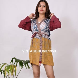 Silk Sari Kimono Robe: Boho Hippie Style, Plus Size, Recycled Silk