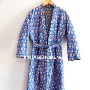 Women Cotton Quilted Long Kimono Reversible Fashionable Bridesmaid Robe Floral Print Winter Boho Jackets