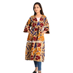 Suzani Embroidered Kimono Robe: Hippie Boho Jacket