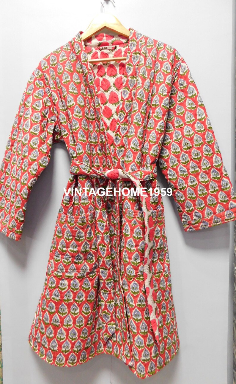 Strawberry Print Women Cotton Quilted Robe Bridesmaid Etsy