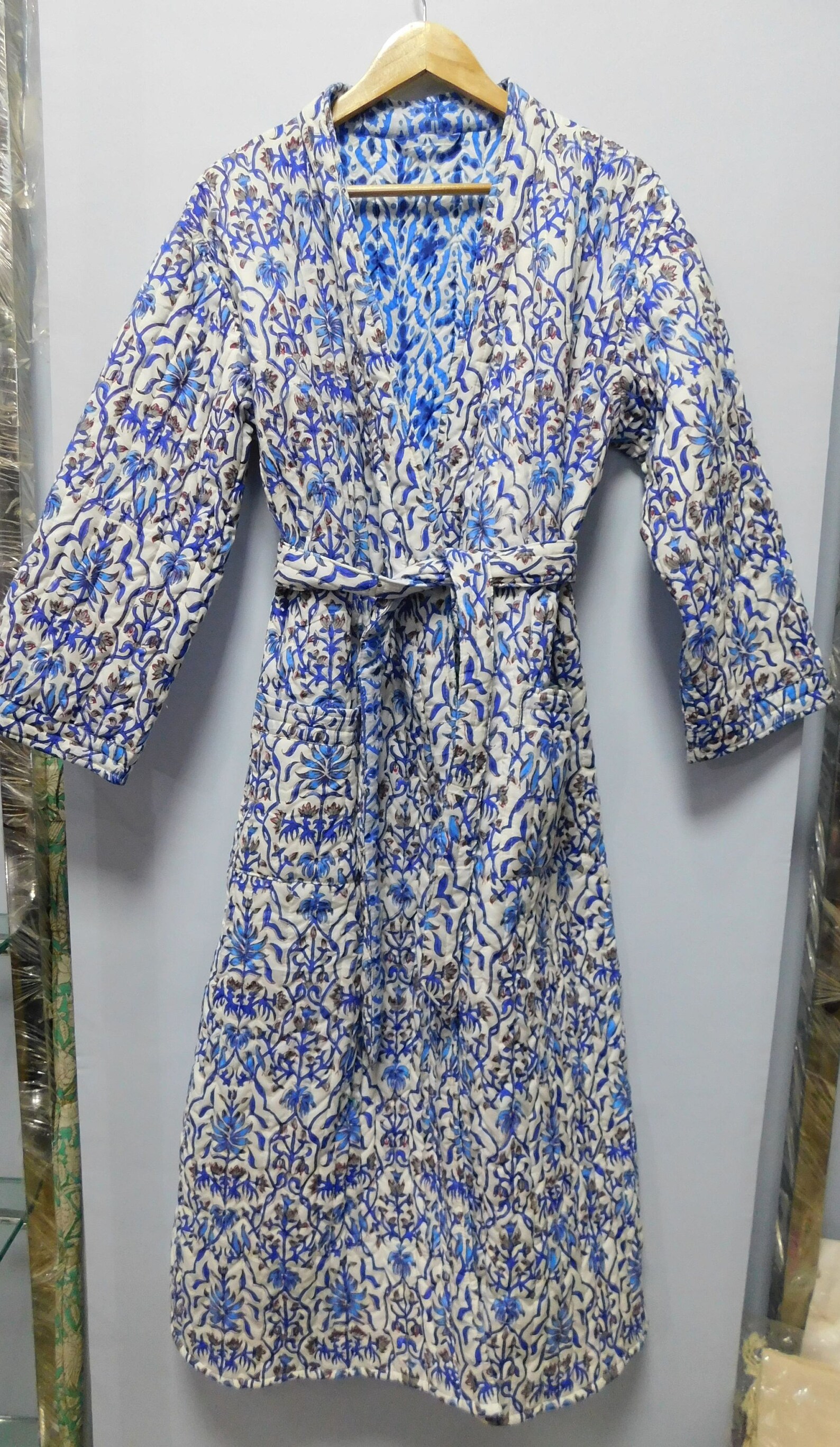 Cotton Hand Block Printed Women Quilted Reversible Robe Plus Etsy