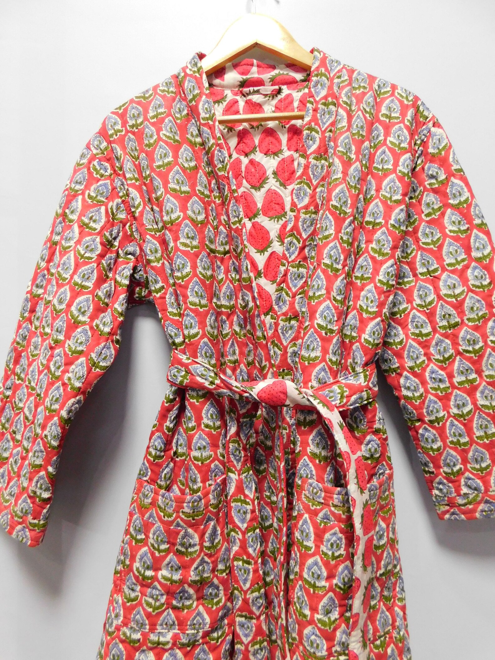 Strawberry Print Women Cotton Quilted Robe Bridesmaid Etsy