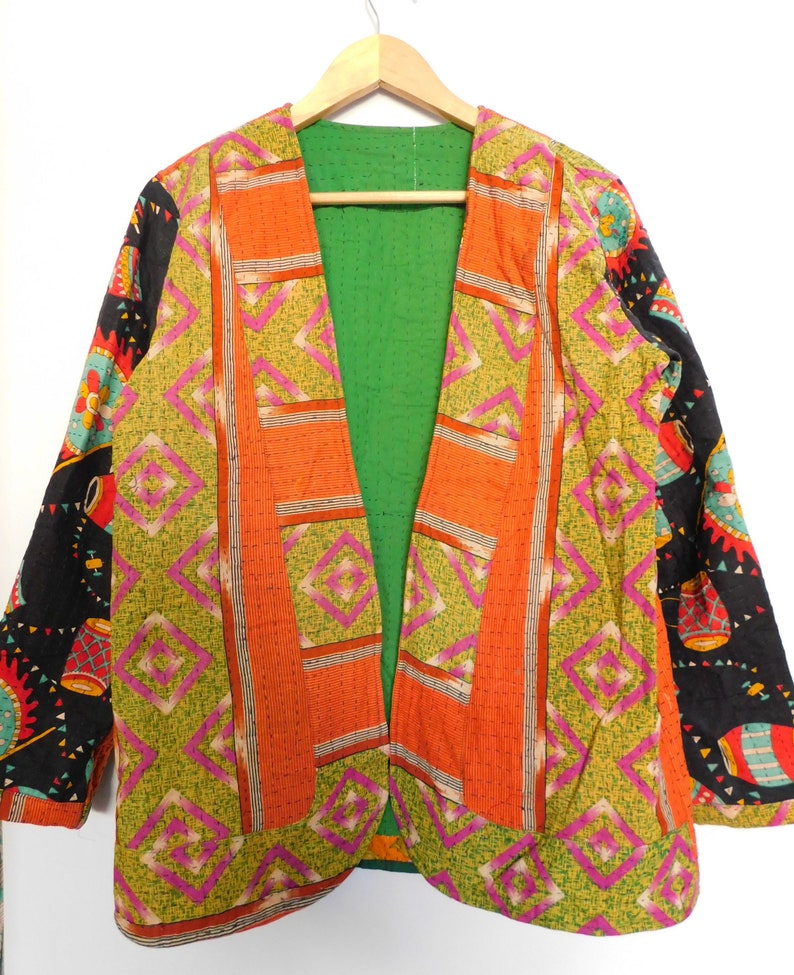 Women Cotton Vintage Sari Floral Fabric Hippie Bohemian Designer Plus Size Jackets Coat