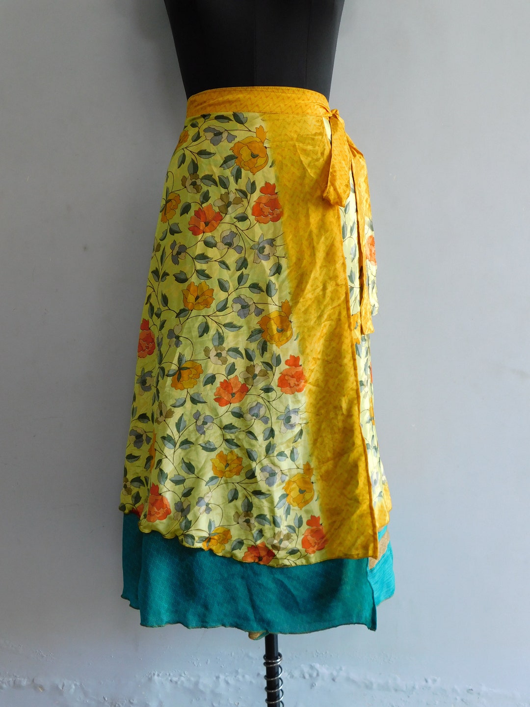 Vintage Silk Wrap Skirt Magic Two Layer Skirt Plus Size Etsy