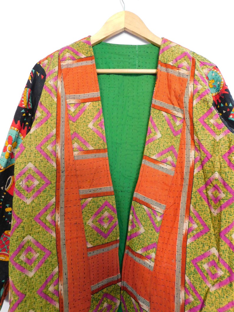 Women Cotton Vintage Sari Floral Fabric Hippie Bohemian Designer Plus Size Jackets Coat