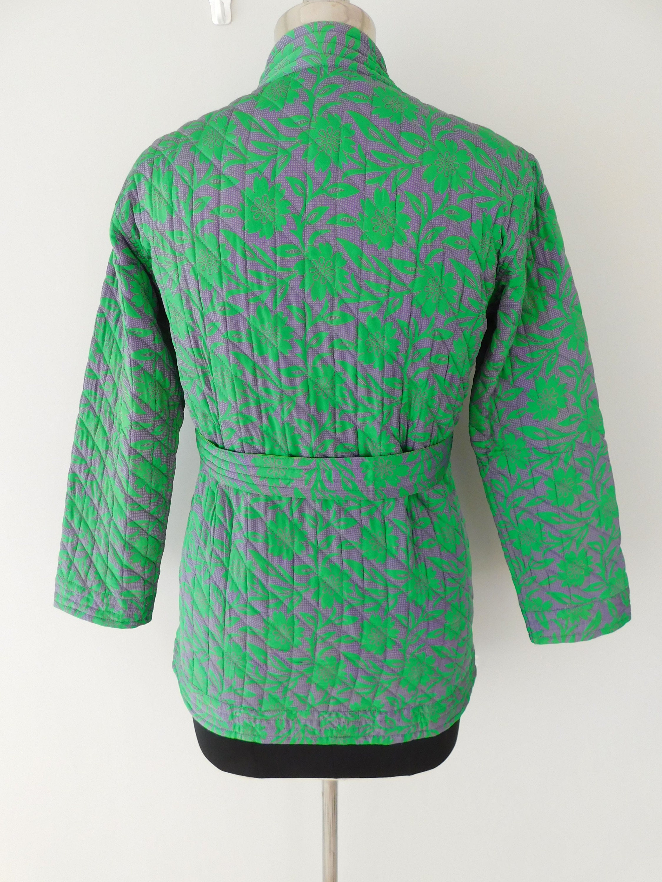 Vintage Silk Quilted Jacket Floral Quilted Kimono Jacket Etsy