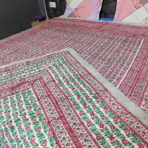 Hand Block Printed Cotton Quilts, Indian Warm Rajai, Queen Size Winter Quilts, Handmade Reversible Comforter, Indian Quilts