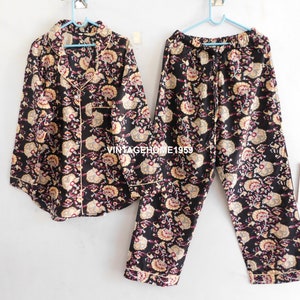 Floral Print Cotton Pajama Set: Indian Nightsuit Sleepwear