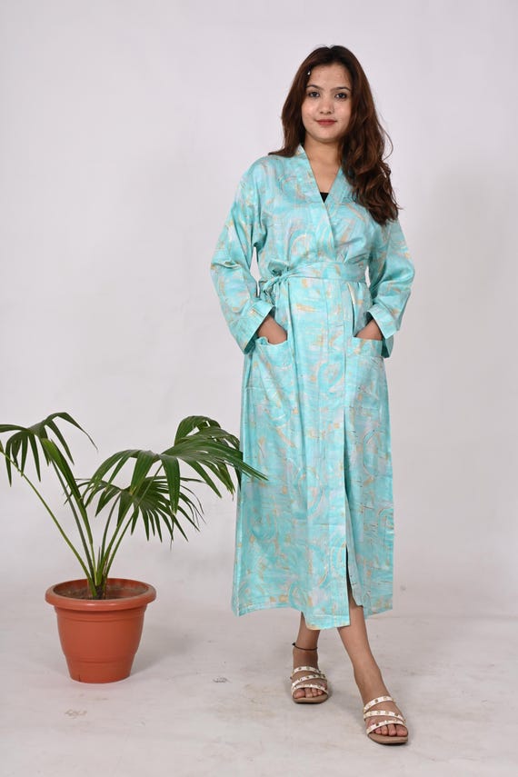 Women Casual Summer Beach Wear Long Kimono Fashionable Dressing Gown Printed Robes Maternity Dress
