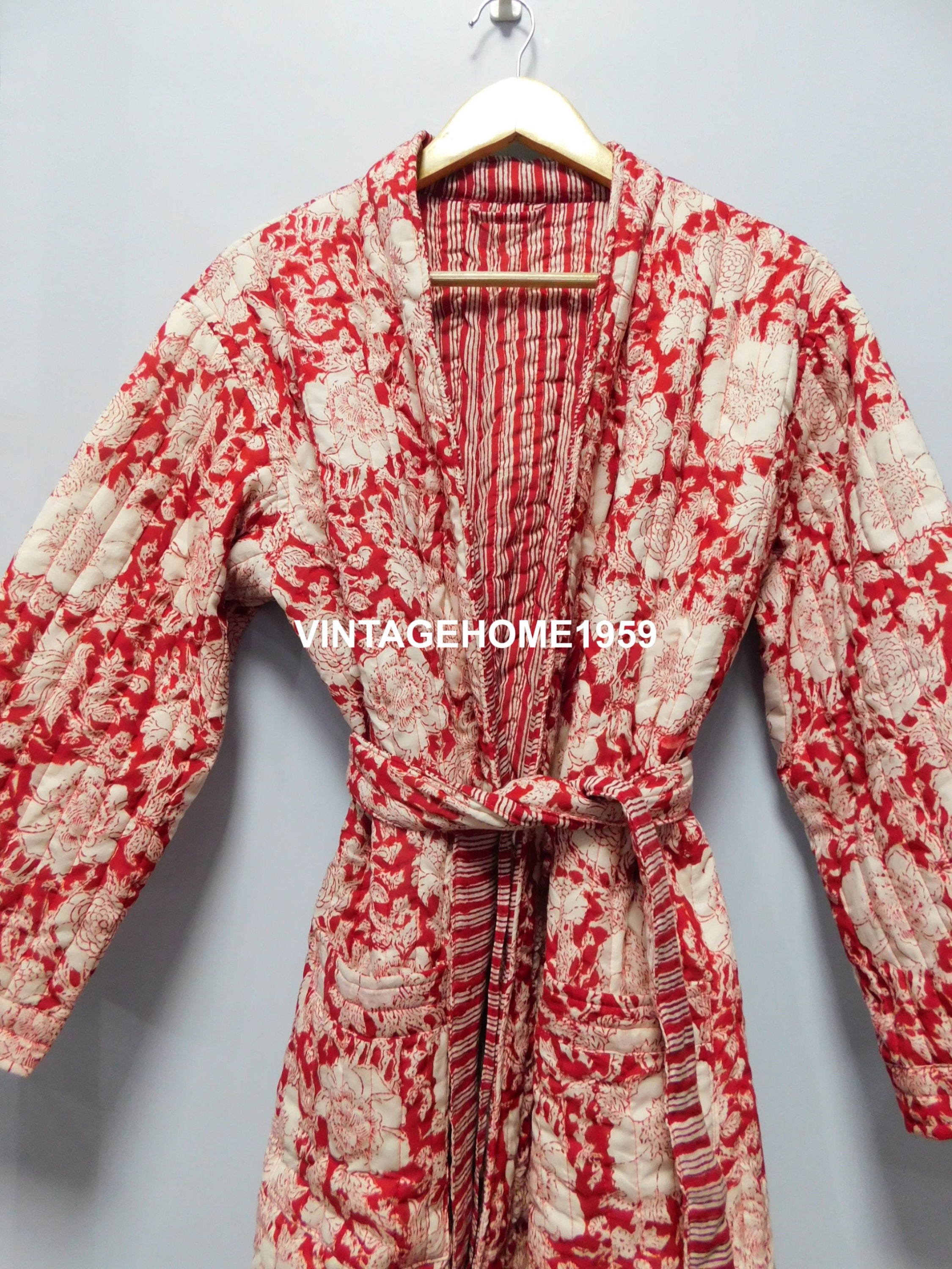 Women Floral Print Cotton Quilted Robe Bridesmaid Kimono Etsy