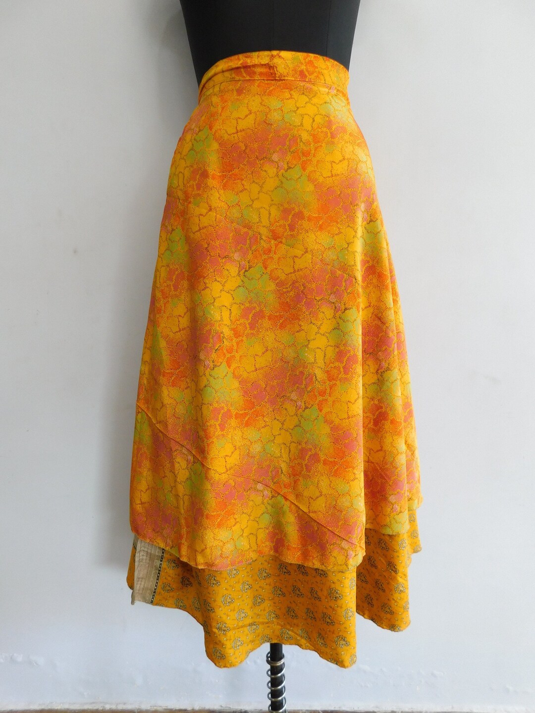 Silk Wrap Skirt Vintage Recycled Skirt Bohemian Fashionable Etsy