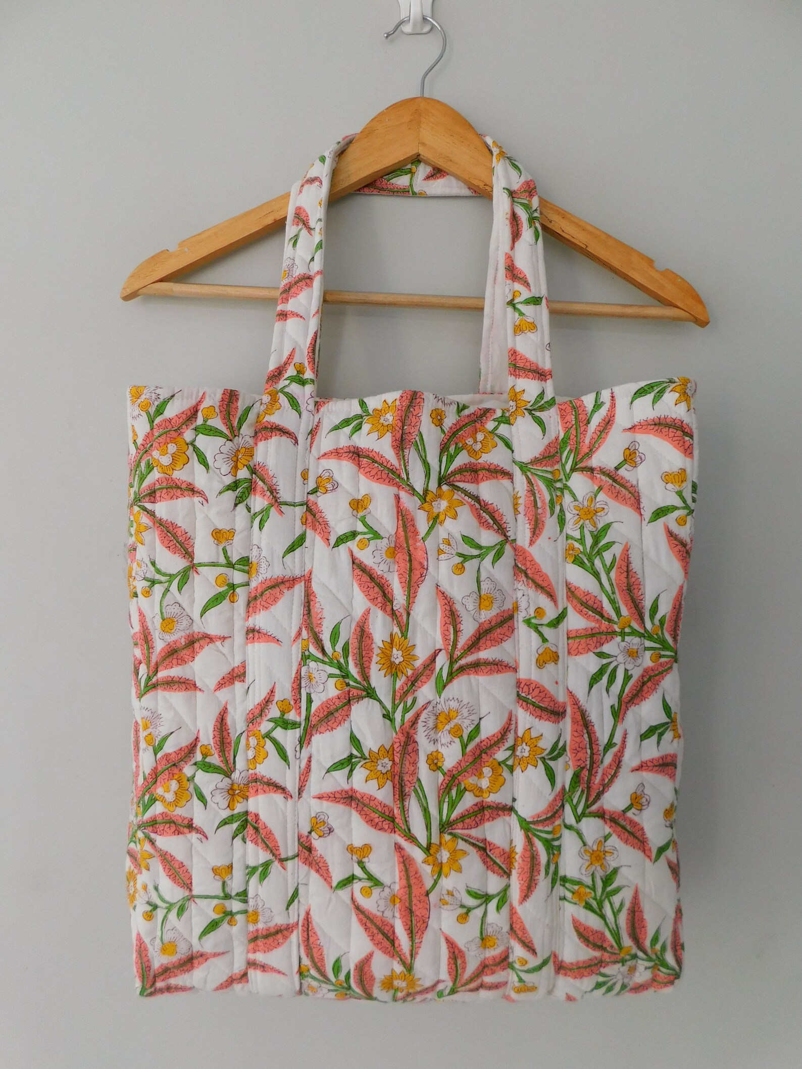 Indian Cotton Quilted Bag Quilted Tote Bags Shopping Bag Etsy