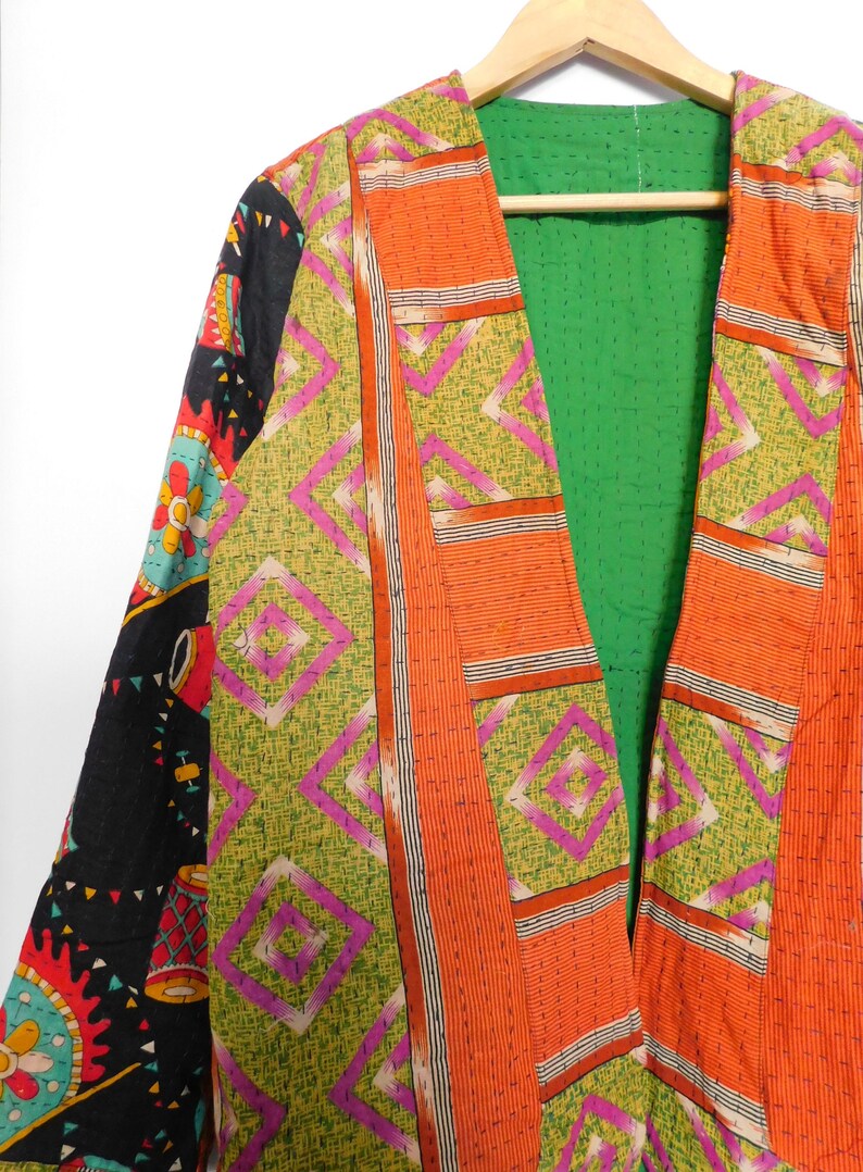 Women Cotton Vintage Sari Floral Fabric Hippie Bohemian Designer Plus Size Jackets Coat