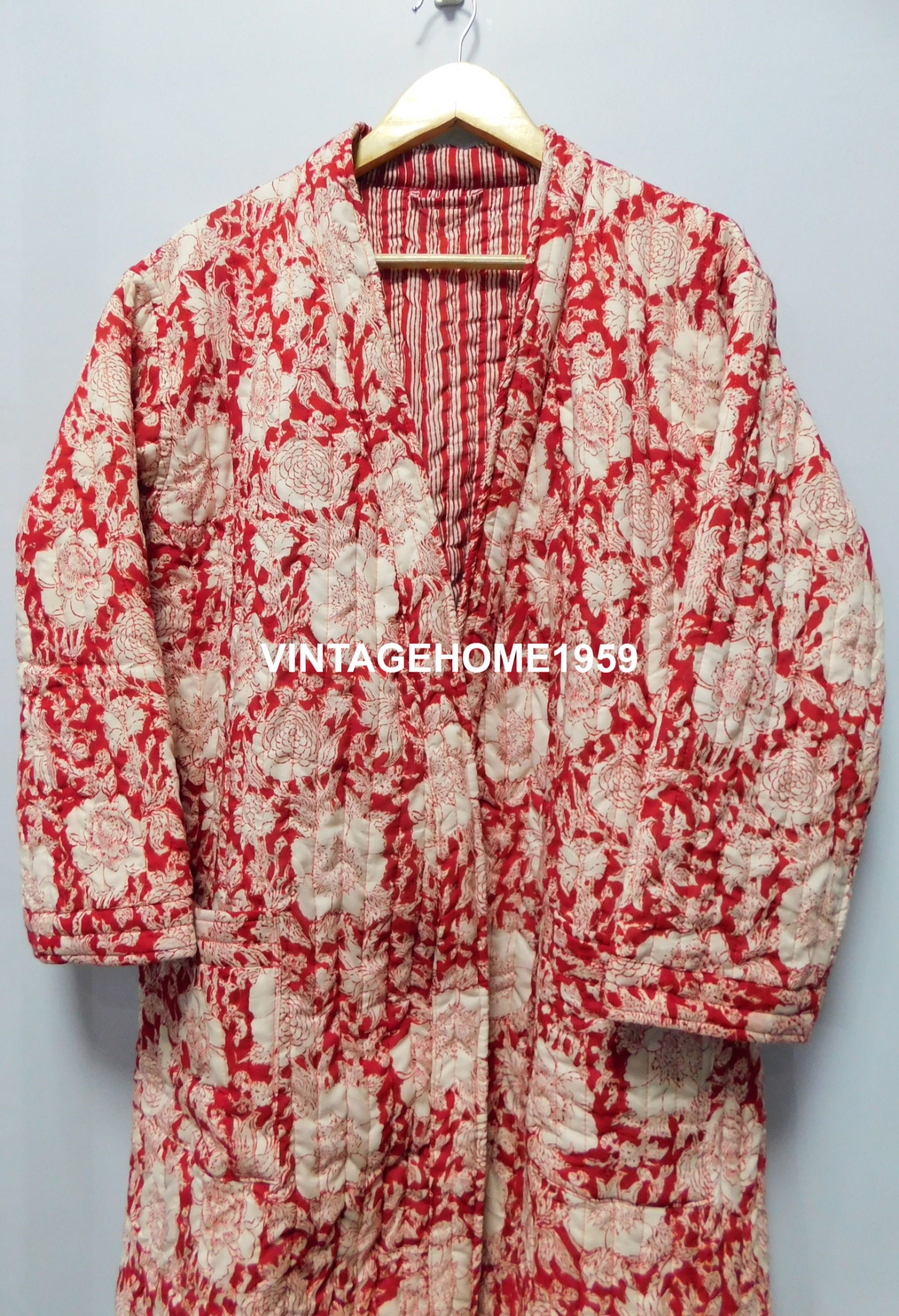 Women Floral Print Cotton Quilted Robe Bridesmaid Kimono Etsy