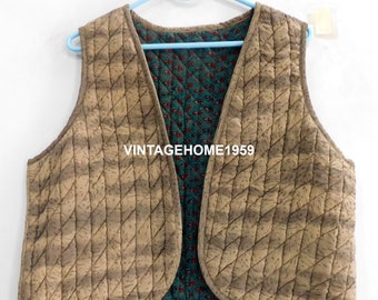 Gilet en crêpe matelassé en soie vintage, manteau taille courte sans manches Sari recyclé, vestes hippie florales d'été,