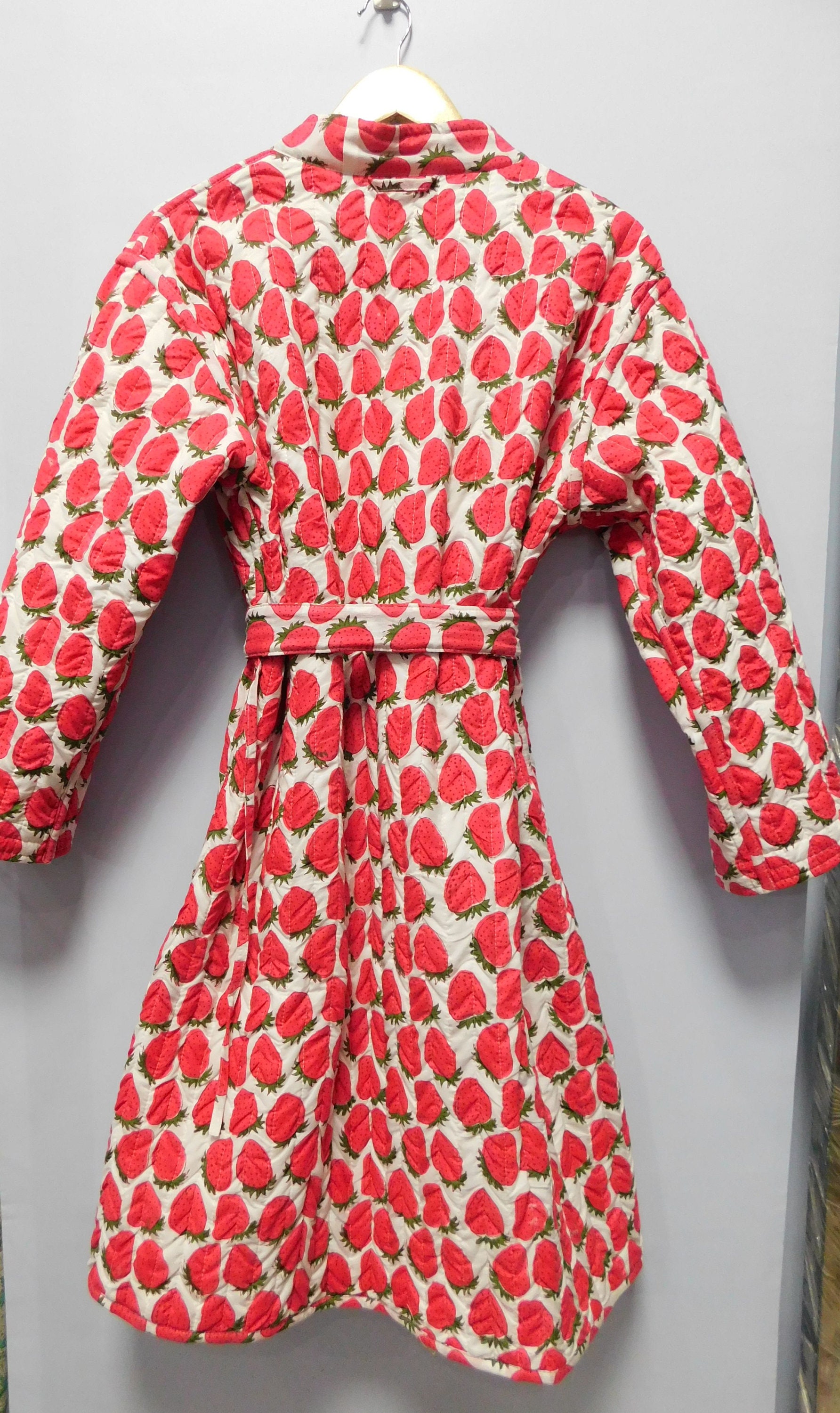 Strawberry Print Women Cotton Quilted Robe Bridesmaid Etsy